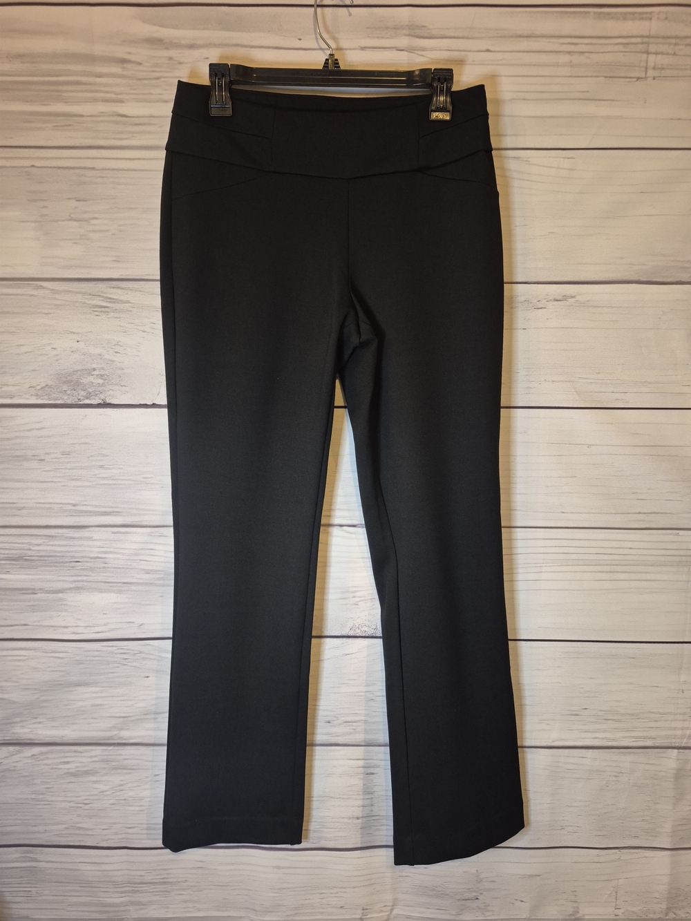 Black Women’s Ponte Knit Slim Straight Bootleg Pants Med Petite